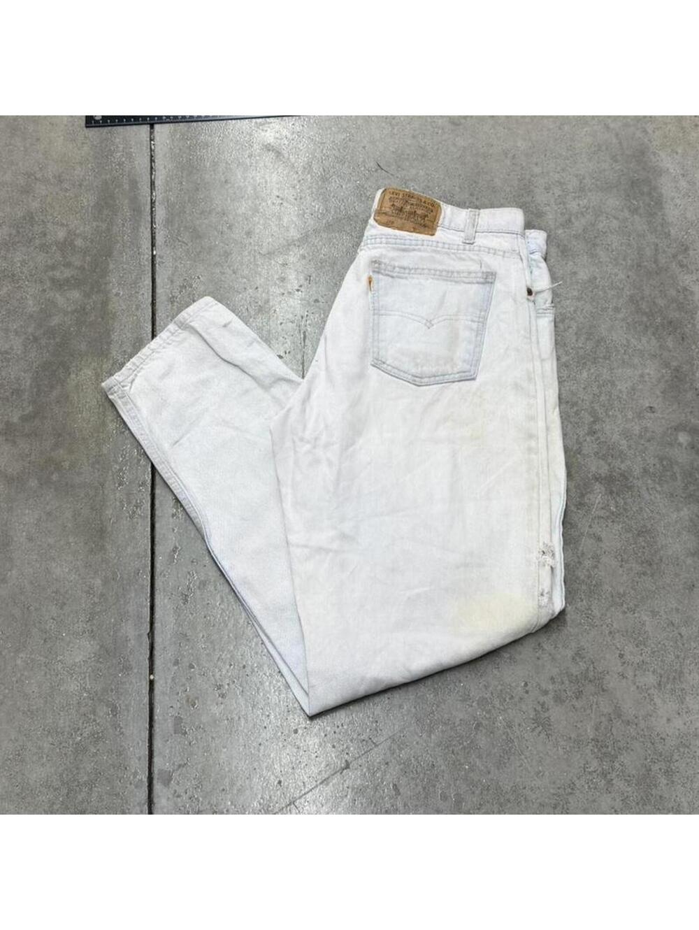 vintage levis white relaxed baggy fit made in usa orange tab jeans size 32 x 34